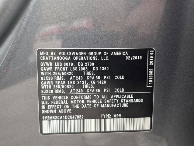 2019 Volkswagen Atlas 3.6L V6 SEL