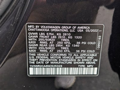 2022 Volkswagen Atlas 3.6L V6 SE w/Technology