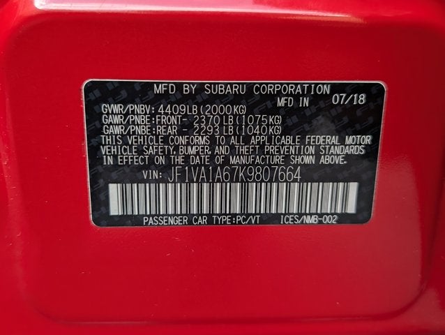 2019 Subaru WRX Manual