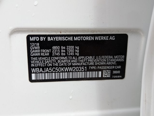 2019 BMW 5 Series 530i