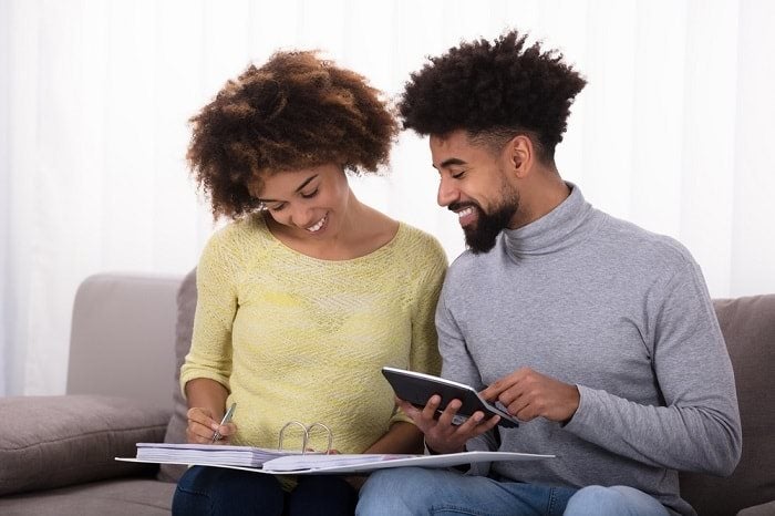 Couple doing finances together